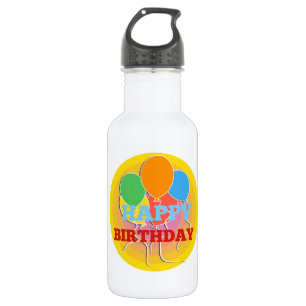 Botella De Agua Globos felices de cumpleaños de colores brillantes
