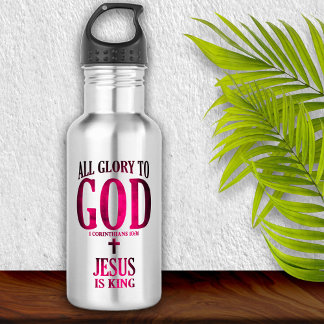 Botella De Agua Gloria a Dios Cristiano