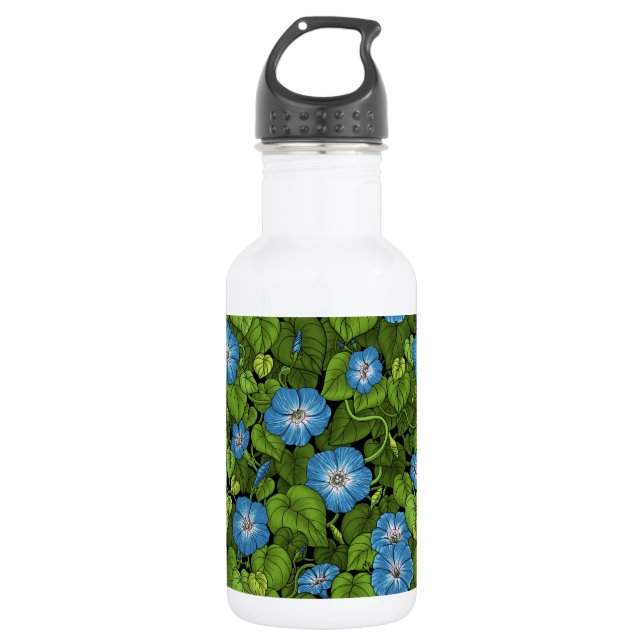 Botella De Agua Gloria matutina en azul y verde (Anverso)