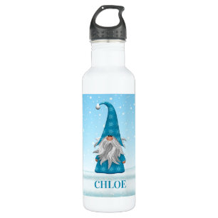 Botella De Agua Gnome azul de la nieve