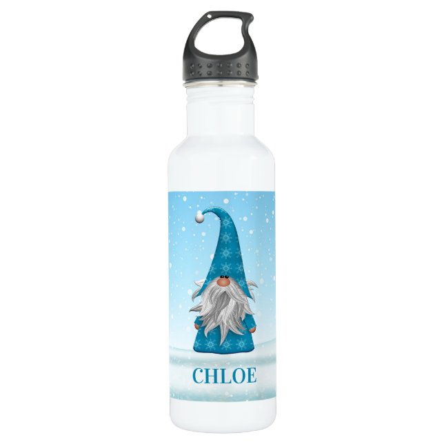 Botella De Agua Gnome azul de la nieve (Anverso)