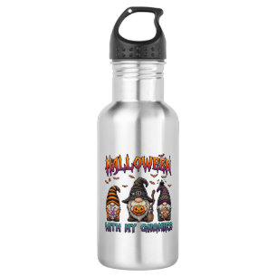 Botella De Agua Gnomos de Halloween Tres Gnomos Sombrero de Bruja