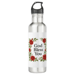 Botella De Agua God Bless You Religious Rose Floral
