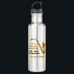 Botella De Agua Gold Saxophone Player Personalized Band<br><div class="desc">This modern custom gold high school marching band water bottle features the student and band name under the saxophone instrument. Customize for symphonic,  wind ensemble,  or concert band members or their director for a great graduation keepsake gift.</div>