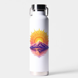 Botella De Agua Golden Boho Mandala Sun Mountain Sunset Reflection