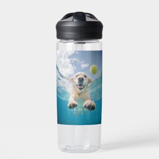 Botella De Agua Golden Retriever Buving Tennis Ball Underwater (Delante)