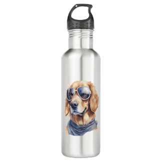Botella De Agua Golden Retriever con gafas de sol