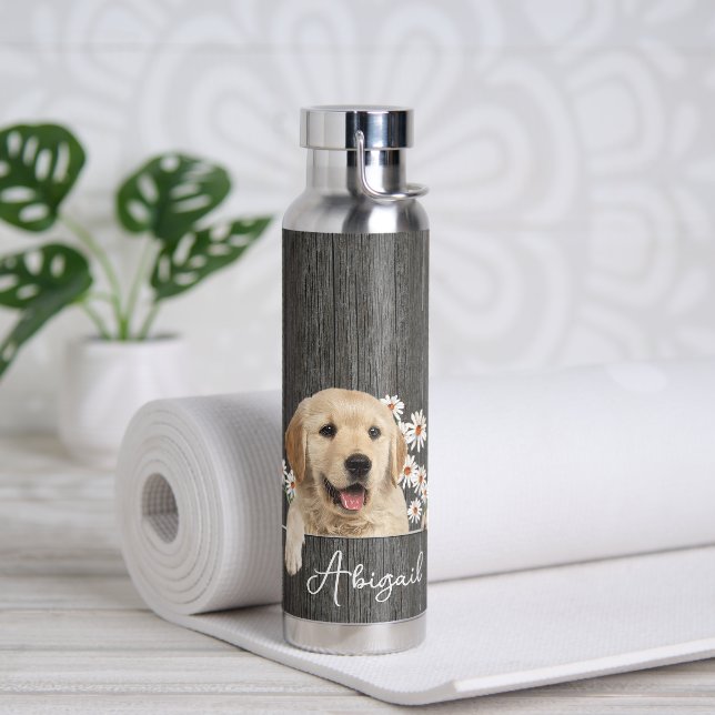 Botella De Agua Golden Retriever On Wood (Yoga)