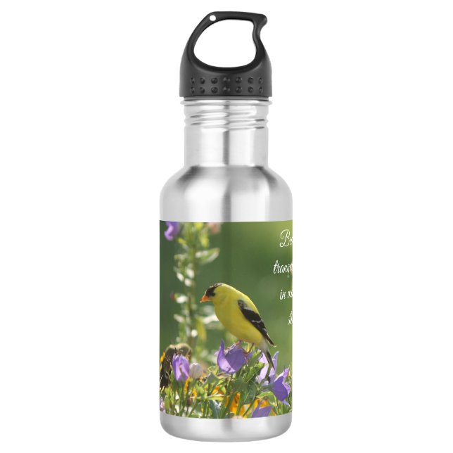 Botella De Agua Goldfinch en una flor harebell (Anverso)