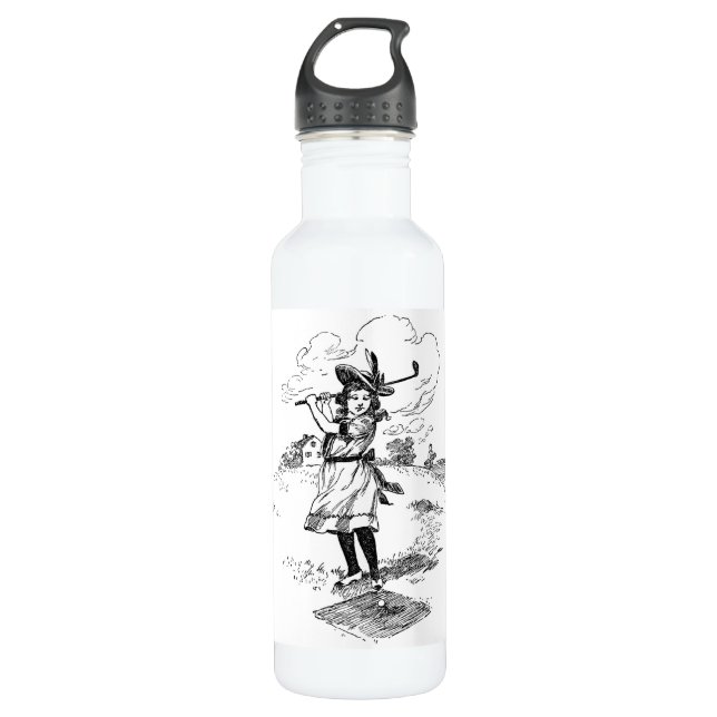 Botella De Agua Golf Chica Golfing Vintage Art (Anverso)