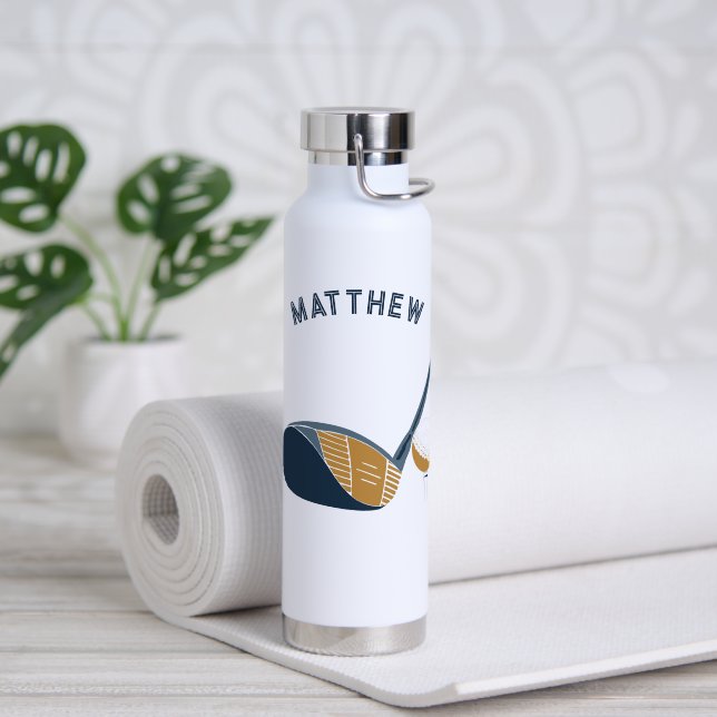 Botella De Agua Golf Club and Ball Personalized Golfers Name (Yoga (girado))