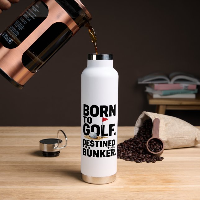 Botella De Agua Golf Nacido para el Golf (Café (girado))