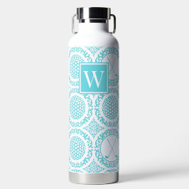 Botella De Agua Golf Preppy Damask – Bolas y Palos - Turquesa