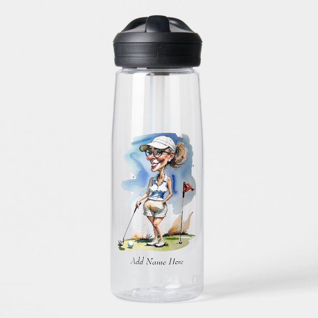 Botella De Agua Golfer de mujer personalizada (Delante)
