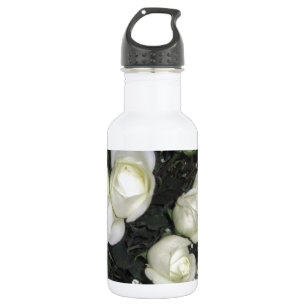 BOTELLA DE AGUA GORGEO BOUQUET DE ROSAS BLANCAS
