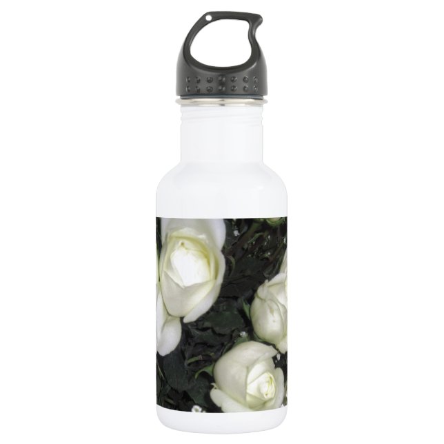 BOTELLA DE AGUA GORGEO BOUQUET DE ROSAS BLANCAS (Anverso)