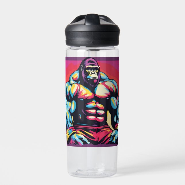 Botella De Agua Gorilla Bodybuilder Lifter Pop Art Personalizado (Delante)