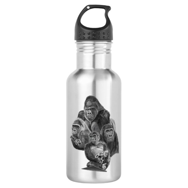 Botella De Agua Gorilla Family bottle ゴリラ家族のボトル　GorillaLife (Anverso)