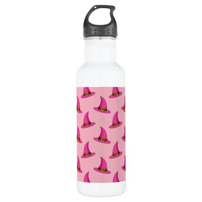Botella De Agua Gorra de bruja rosa (Anverso)