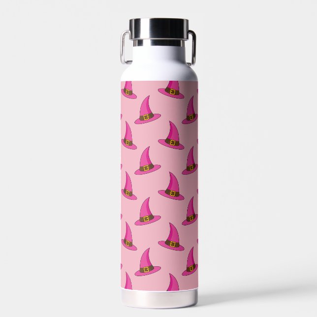 Botella De Agua Gorra de bruja rosa (Delantero)