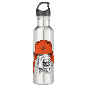 Botella De Agua Gorra rojo de Basset Hound el   Ushanka