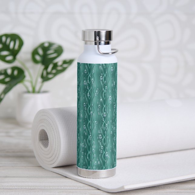 Botella De Agua Gotas de lluvia Metalizado verdes (Yoga)