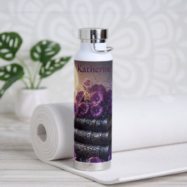 Botella De Agua Gothic Book Purple Floral