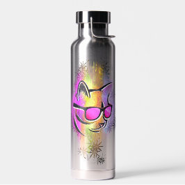 Botella De Agua Gourde chat couleurs lunettes de soleil