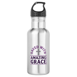 Botella De Agua Gracia Asombrosa Cruz Cristiana Vintage