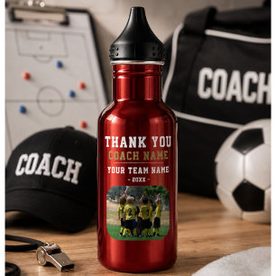 Botella De Agua Gracias Entrenador Nombre del Equipo Foto