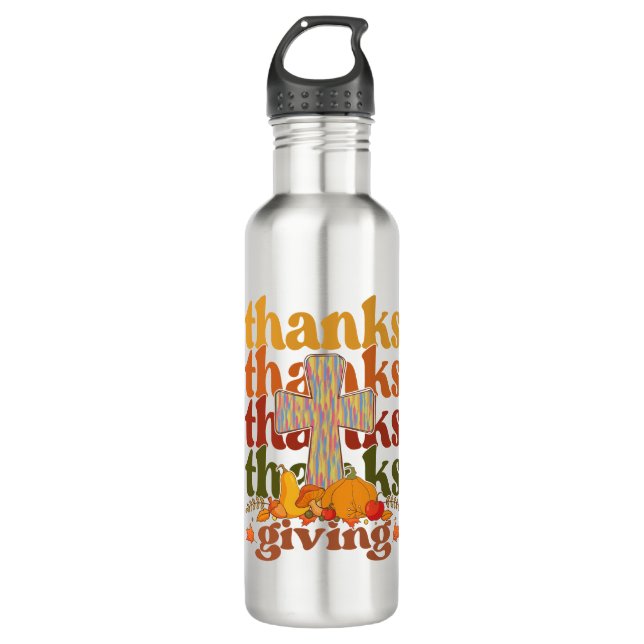 Botella De Agua Gracias por dar calabaza cruzada (Anverso)