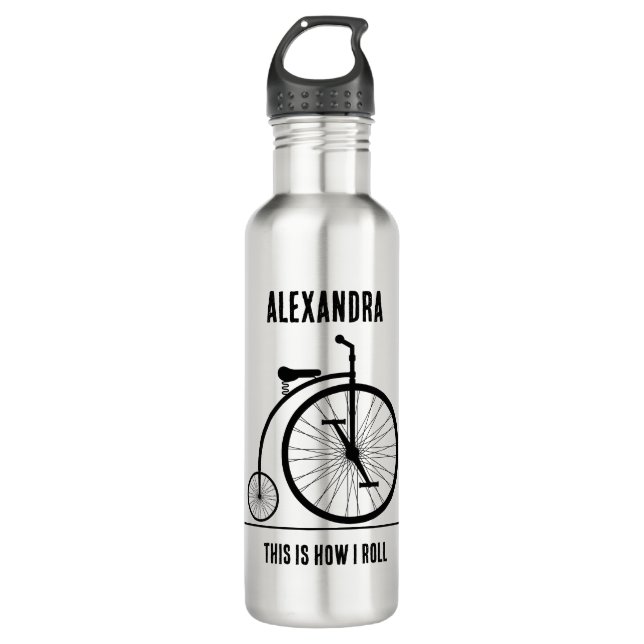 Botella De Agua Graciosa bicicleta Retro personalizada para ciclis (Anverso)