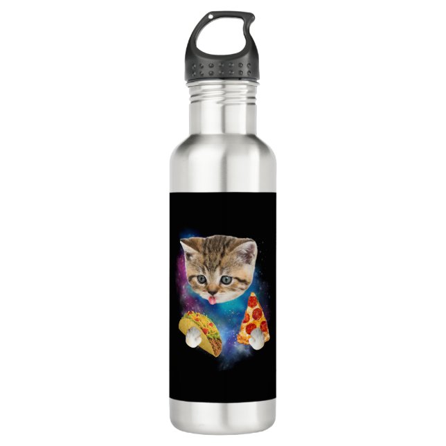 Botella De Agua Graciosa camiseta de gatos galaxia _ espacio gato  (Anverso)
