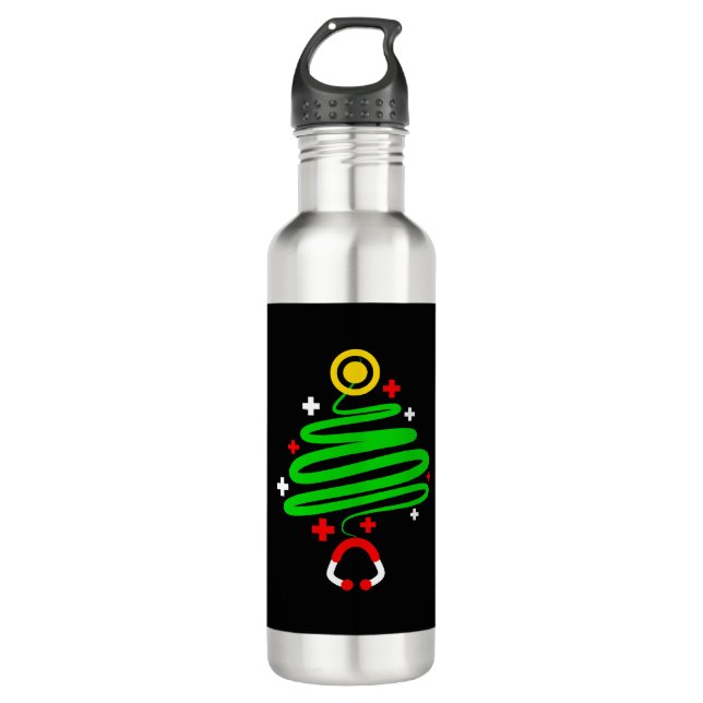 Botella De Agua Graciosa enfermera Árbol de Navidad Stethoscope Gi (Anverso)