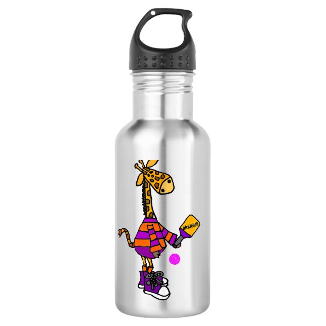 Botella De Agua Graciosa jirafa jugando al baloncesto (Anverso)