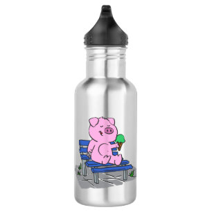 Botella De Agua Gracioso cerdo comiendo helado elegir el color d