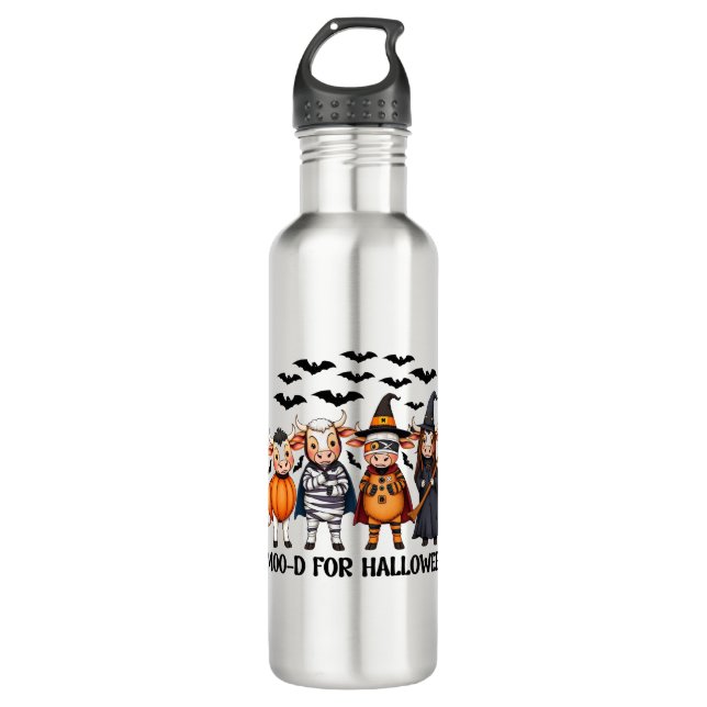 Botella De Agua Gracioso Highland Cow Moo-d para Halloween (Anverso)