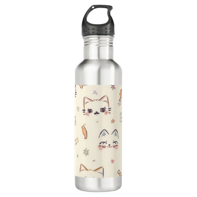 Botella De Agua Gracioso patrón de Personalizado Cat Meow (Anverso)