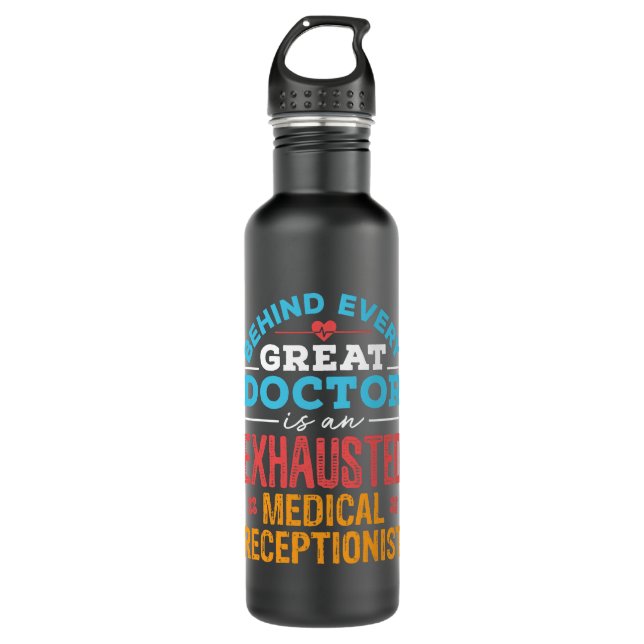 Botella De Agua Gracioso Receptor Médico Agotado (Anverso)