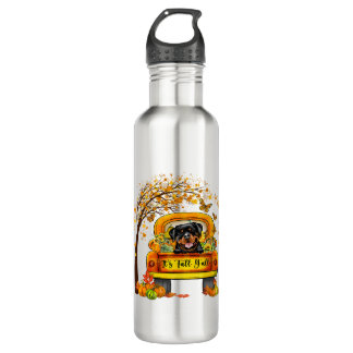 Botella De Agua Gracioso Rottweiler Dog Pet Lover otoño otoño leaf