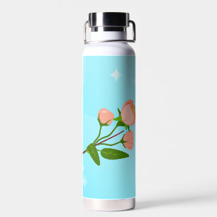 Botella De Agua Gradiente azul del cielo con rama de primavera flo
