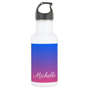 Botella De Agua Gradiente de color azul y rosado personalizado