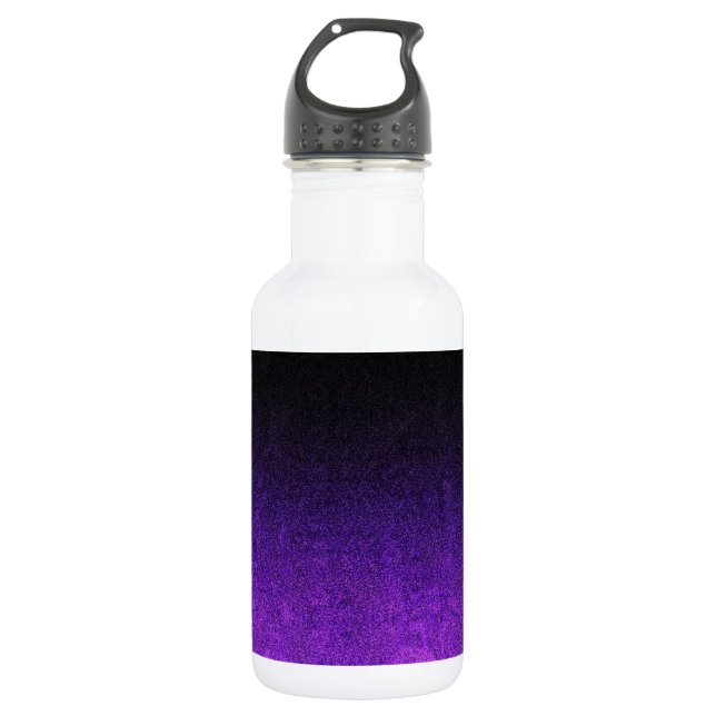 Botella De Agua Gradiente de Purpurina morado y negro (Anverso)