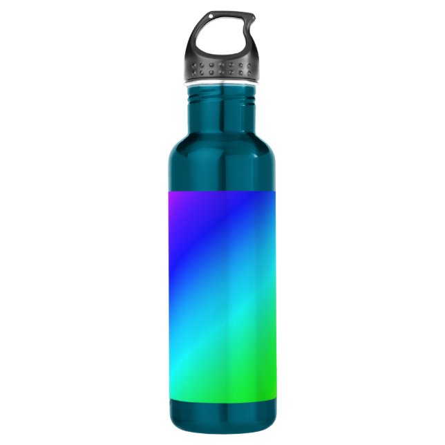 Botella De Agua Gradiente diagonal arcoiris azul a verde (Anverso)