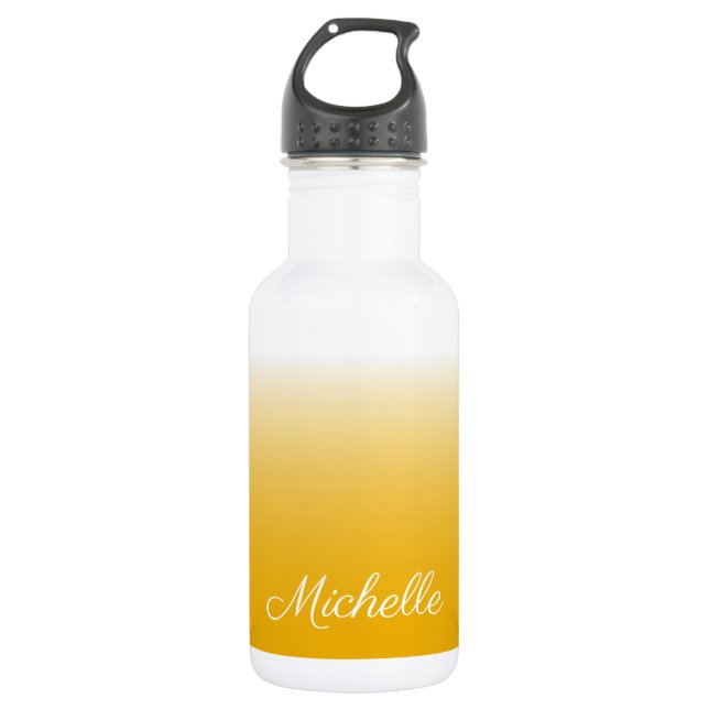 Botella De Agua Gradiente personalizado amarillo oscuro (Anverso)