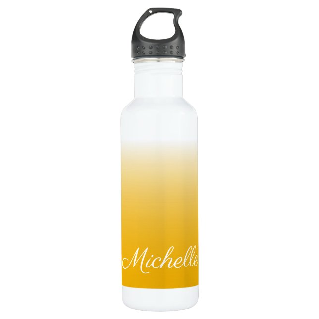 Botella De Agua Gradiente personalizado amarillo oscuro (Anverso)