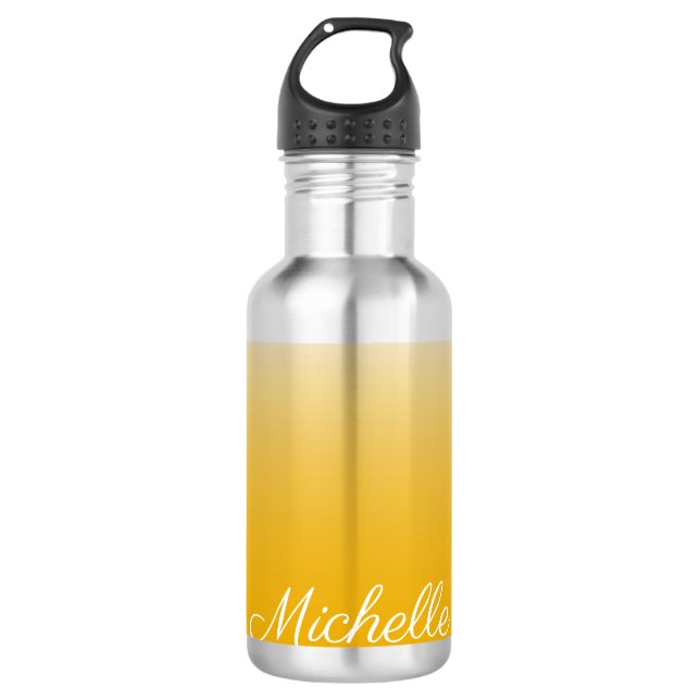 Botella De Agua Gradiente personalizado amarillo oscuro (Anverso)