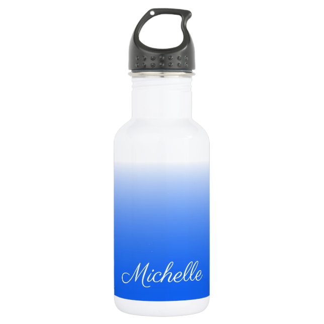 Botella De Agua Gradiente personalizado azul eléctrico oscuro (Anverso)