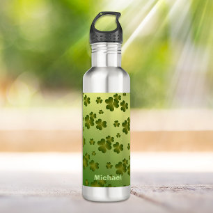 Botella De Agua Gradiente verde brillante Patrón Shamrock personal