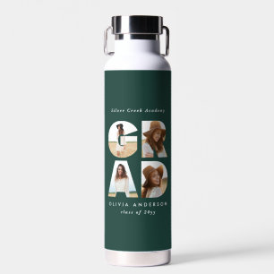 Botella De Agua Graduación 4 foto moderna verde personalizado